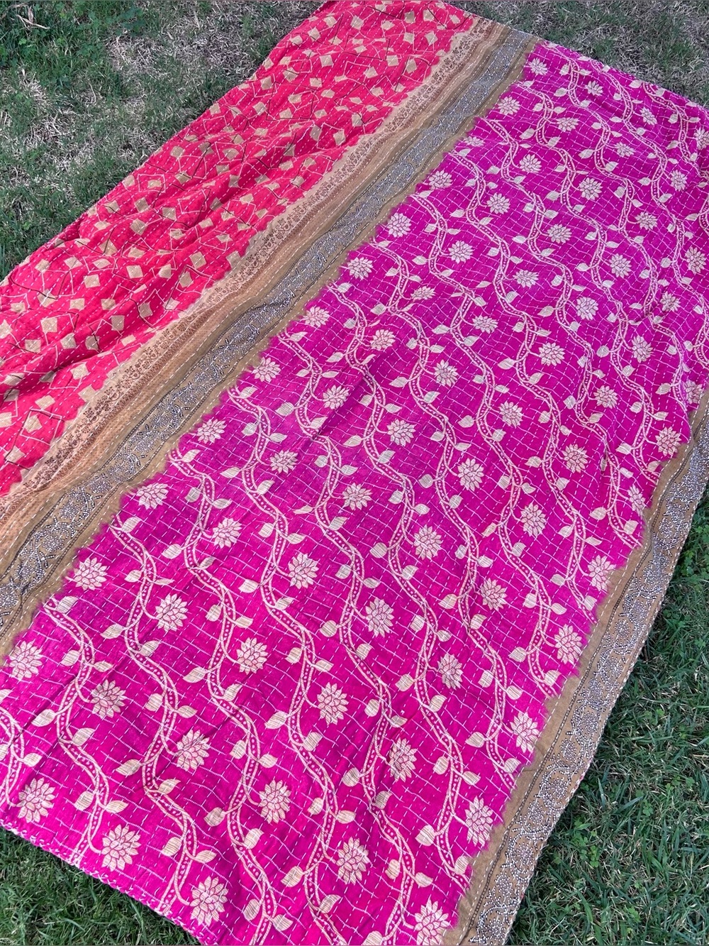 Vintage Kantha Throw Blanket